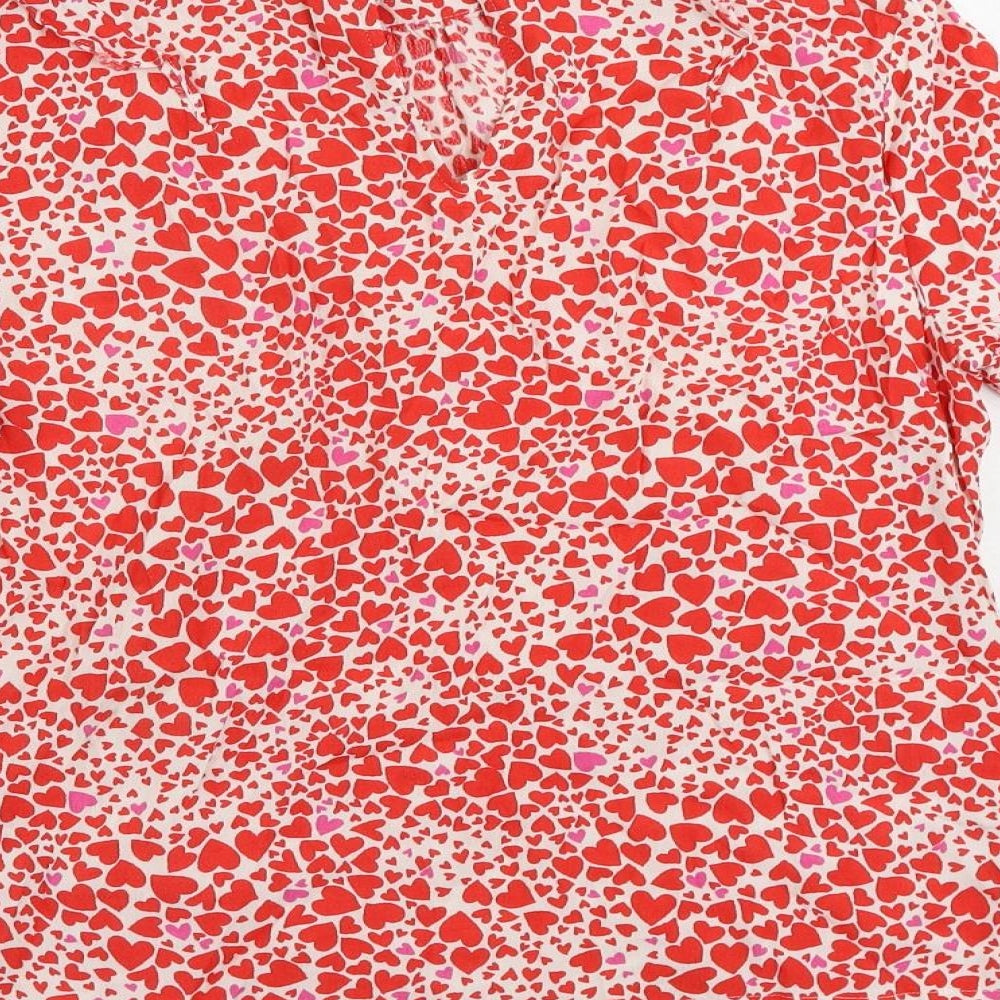 Womens UK Size 10 Oasis Red Basic Blouse