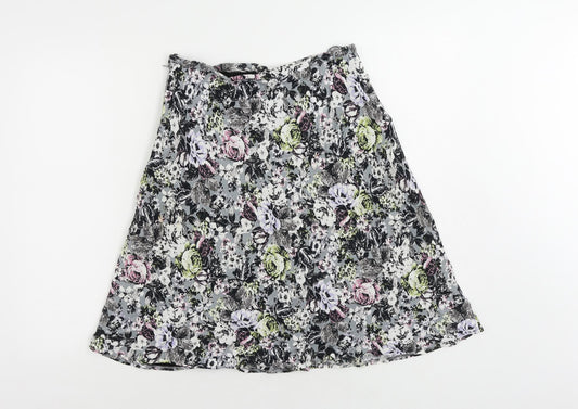 Marks and Spencer Womens Multicoloured Floral Viscose A-Line Skirt Size 10 Zip