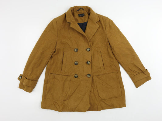 Womens UK Size 10 Topshop Yellow Pea Coat