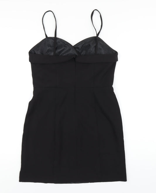 Topshop Womens Black Polyester A-Line Size 10 Sweetheart Zip
