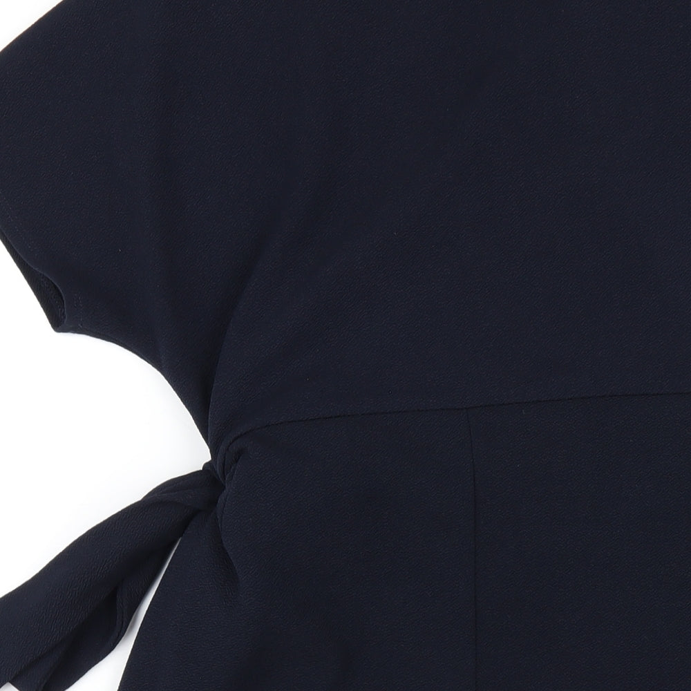 Dorothy Perkins Womens Blue Polyester Wrap Dress Size 12 V-Neck Tie