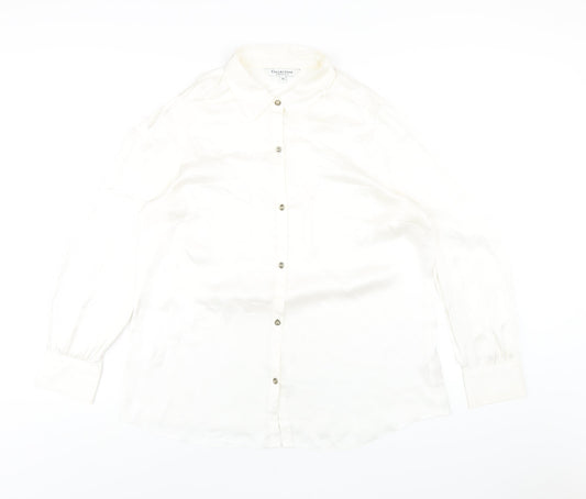 Womens UK Size 16 Debenhams Ivory Basic Button-Up