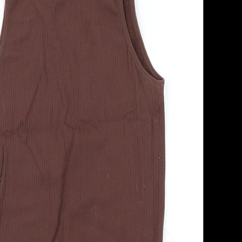 Zara Womens Brown Polyamide Bodysuit One-Piece Size XS Snap