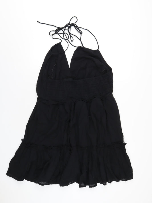 H&M Womens Black Cotton A-Line Size L V-Neck Pullover