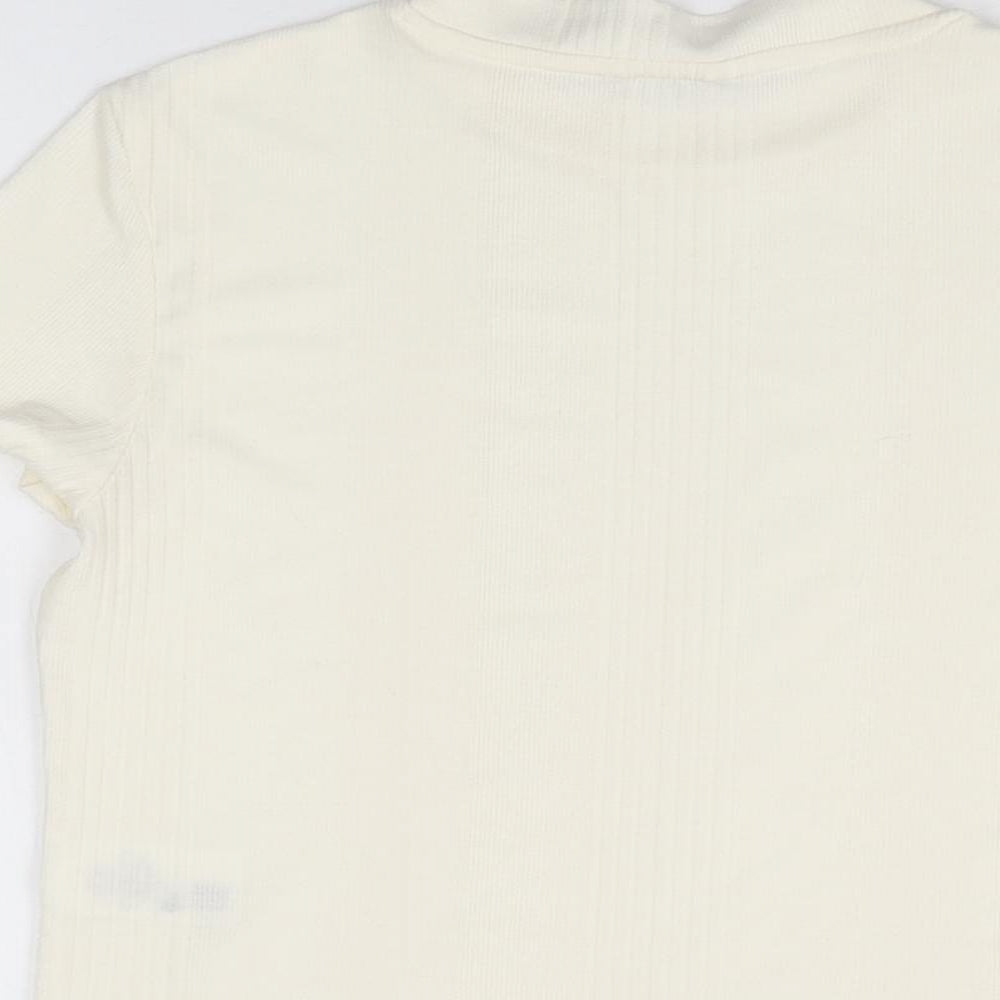 Womens UK Size S Monki Ivory Basic T-Shirt