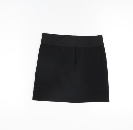 Miss Selfridge Womens Black Polyester Mini Skirt Size 8 Zip