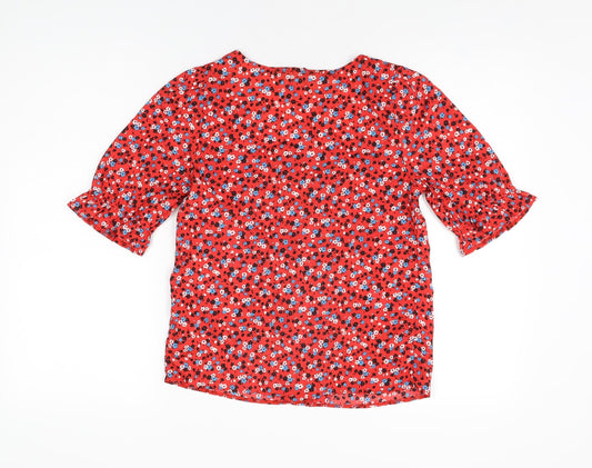 Womens UK Size 6 New Look Red Basic Button-Up