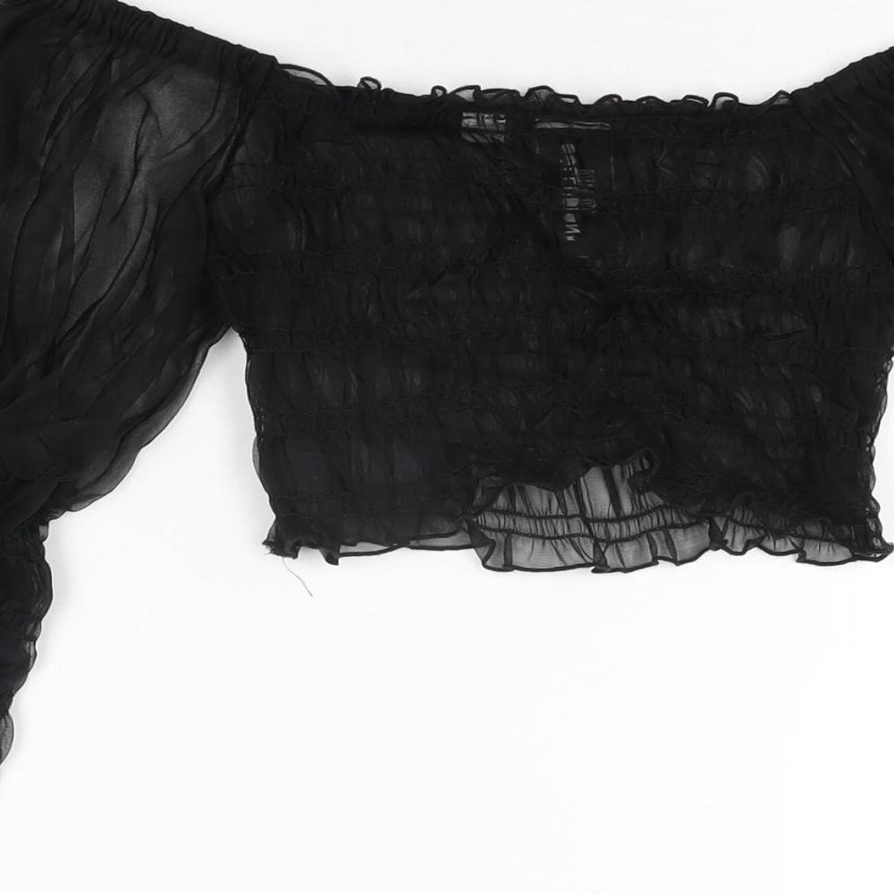 Womens UK Size 8 ASOS Black Cropped T-Shirt