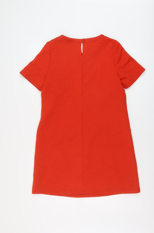 Dorothy Perkins Womens Red Polyester A-Line Size 12 Round Neck Button