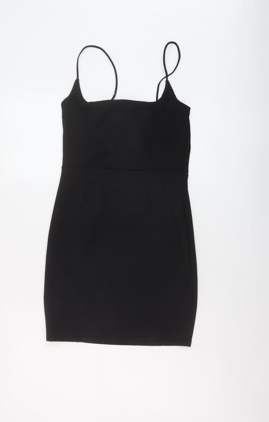 Nasty Gal Womens Black Polyester Mini Size 10 Square Neck Pullover