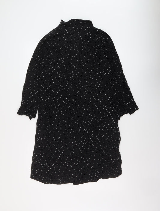 Uniqlo Womens Black Polka Dot Viscose Shirt Dress Size XS Collared Button