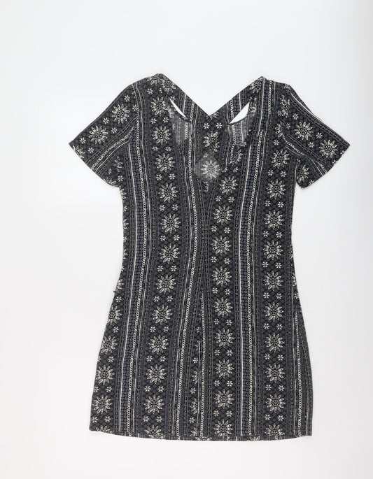 Hollister Womens Green Geometric Polyester A-Line Size S Round Neck Pullover