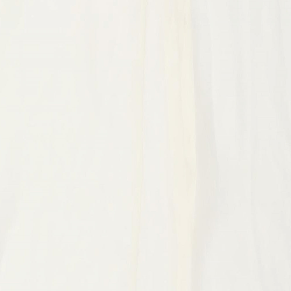 Divided by H&M Womens Ivory Polyester Tunic Blouse Size 10 Collared - Asymmetric Hem Side Slits Semi Sheer