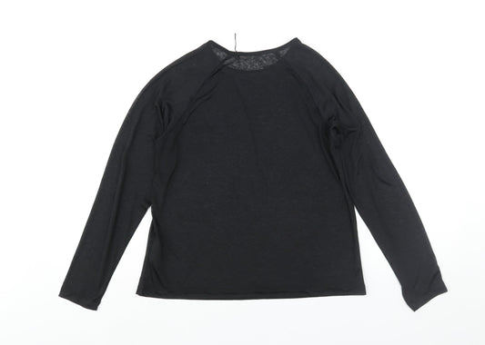 ASOS Womens Black Polyester Basic Casual Size 8 Round Neck Pullover - ASOS 4505 Logo Semi Sheer