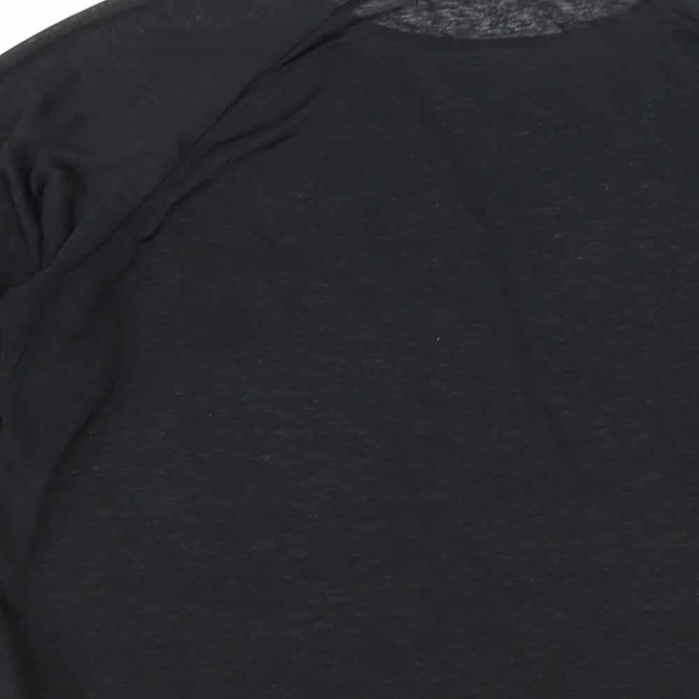 Brand and care label for ASOS women’s black polyester basic casual, round neck pullover - asos 4505 logo semi sheer