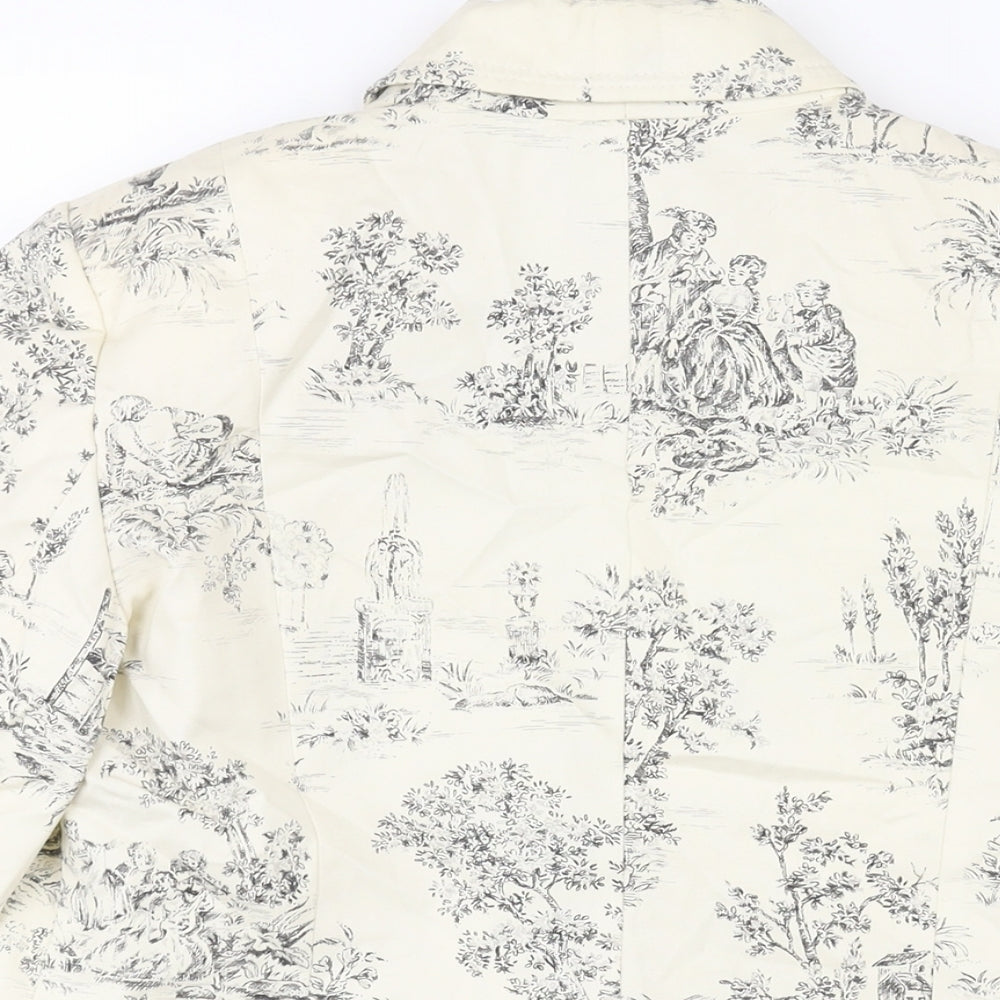 ASOS Womens Ivory Geometric Cotton Jacket Suit Jacket Size 10 - Tree Print