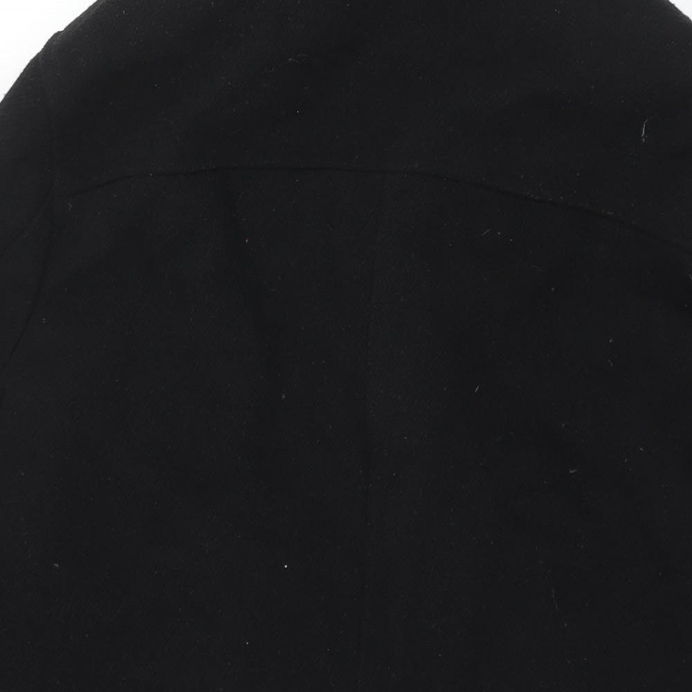 Mens UK Size S Topman Black Pea Coat