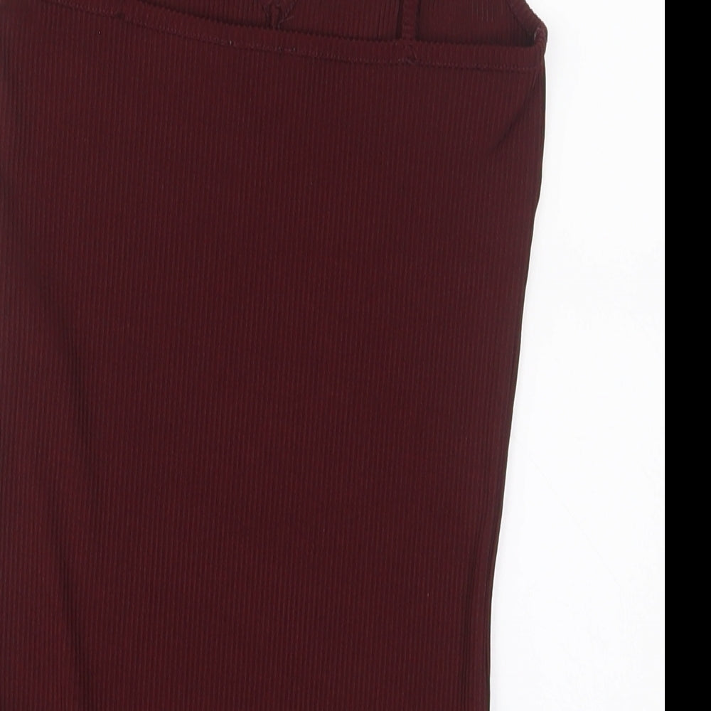 New Look Womens Red Polyester Bodysuit One-Piece Size 10 Snap