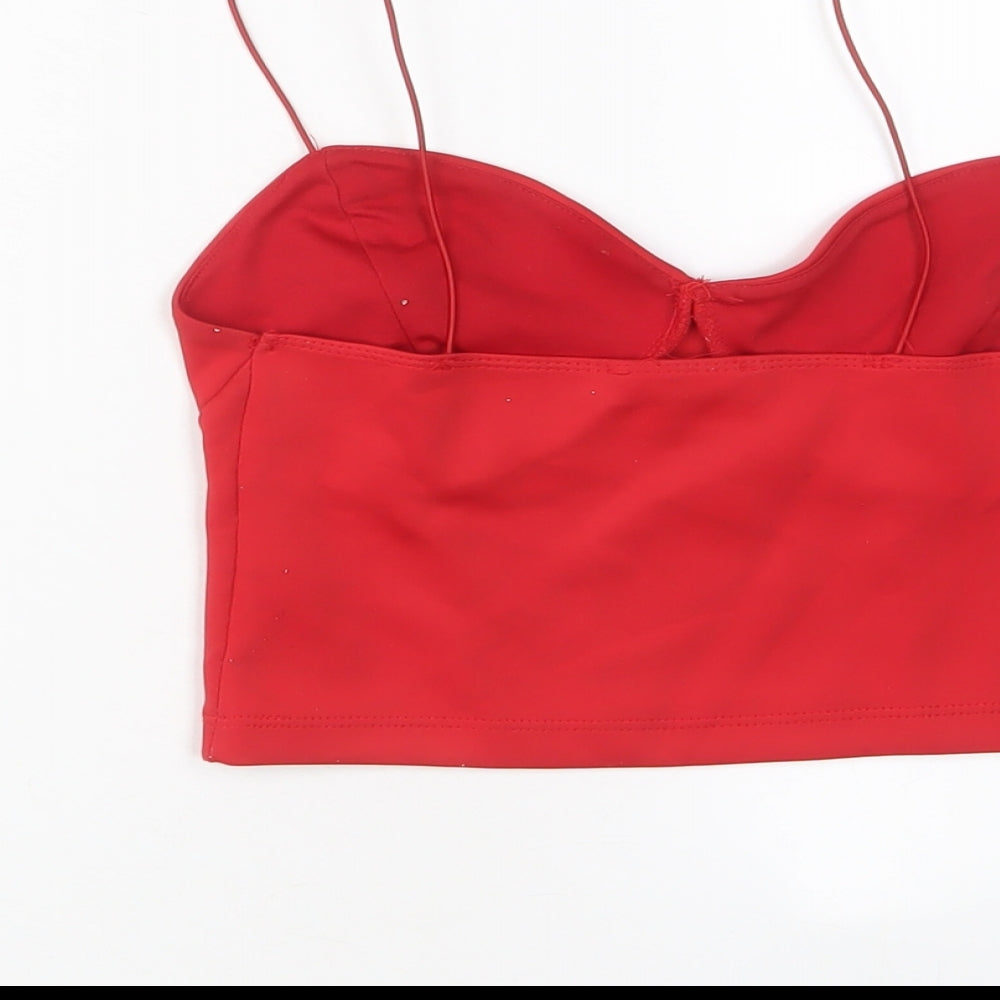 Womens UK Size 6 New Look Red Cropped Tank