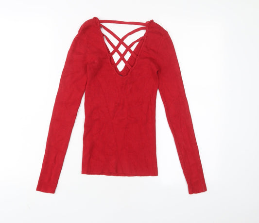 Womens UK Size 8 Miss Selfridge Red Pullover Jumper