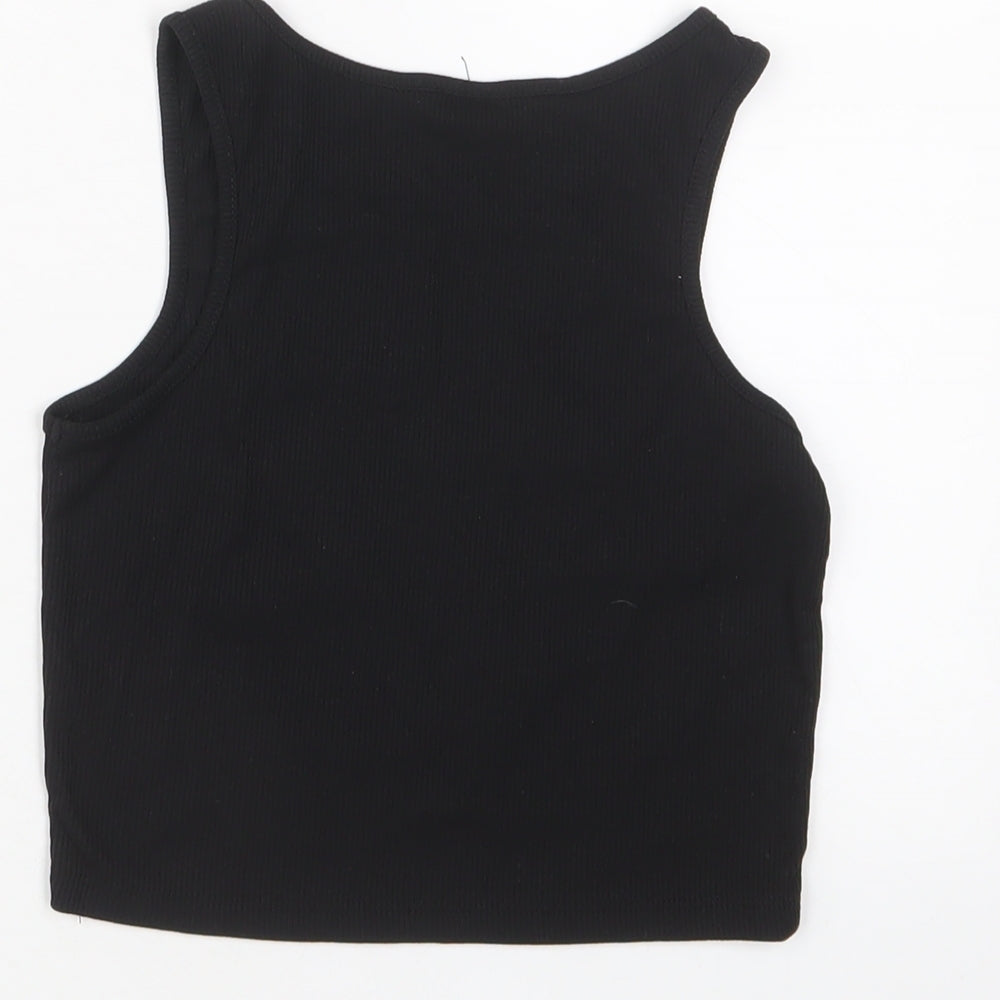 Womens UK Size S ROMWE Black Cropped Tank