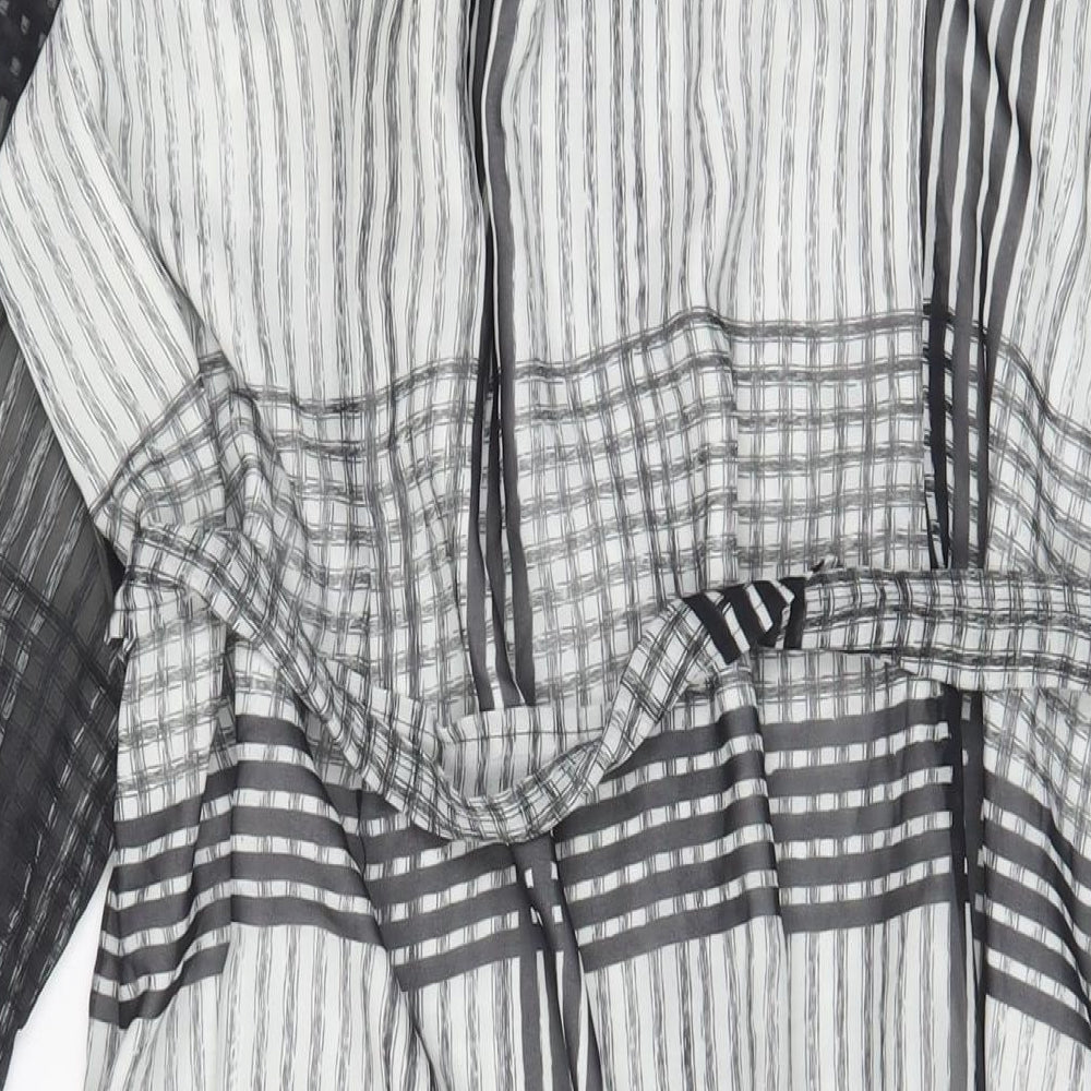 JD Williams Womens Grey Plaid Polyester A-Line Size 26 Crew Neck Button