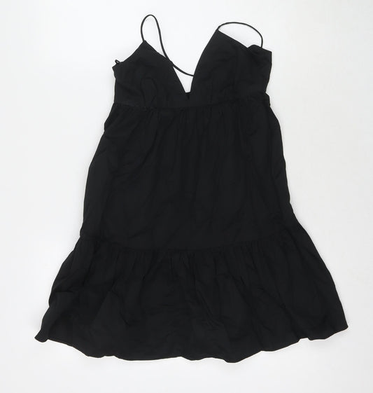 Zara Womens Black Cotton Tank Dress Size XS V-Neck Pullover