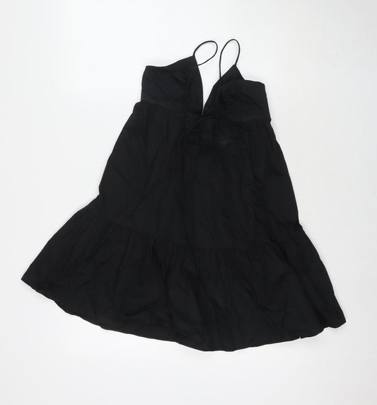 Zara Womens Black Cotton Tank Dress Size XS V-Neck Pullover