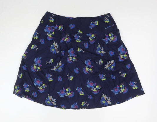 Indigo Womens Blue Floral Viscose A-Line Skirt Size 10 Button