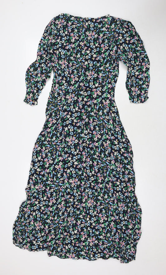 Marks and Spencer Womens Multicoloured Floral Viscose Maxi Size 8 Round Neck Zip