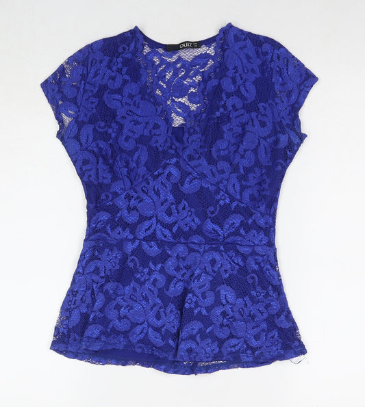 Womens UK Size 10 Quiz Blue Basic Blouse