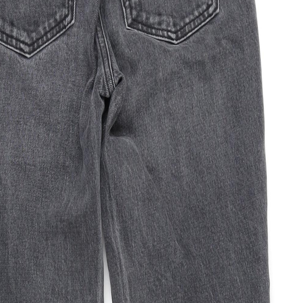 Topshop Womens Grey Cotton Blend Straight Jeans Size 26 in L32 in Regular Zip - Raw Hem