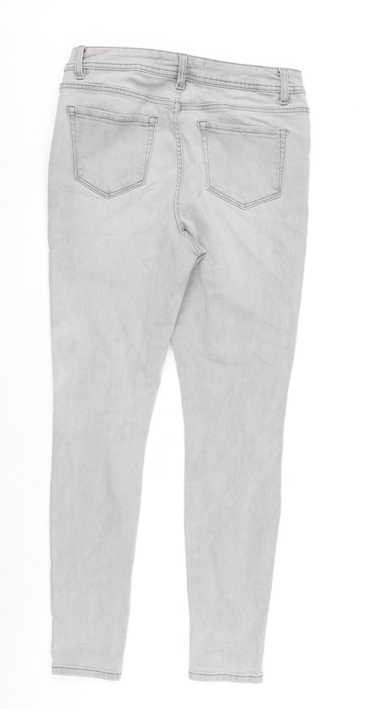 George Womens Grey Cotton Blend Skinny Jeans Size 12 L28.5 in Regular Zip