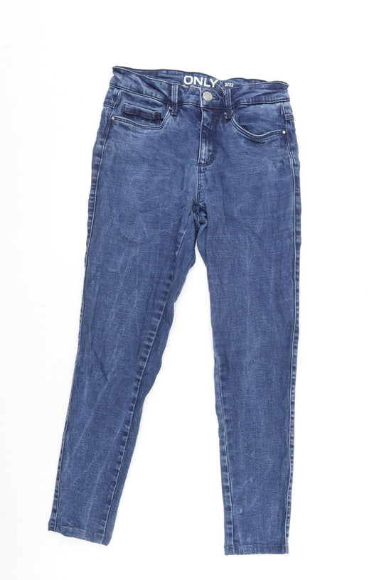 Additional front view of Only women’s blue cotton blend tapered jeans, size UK 24, in, 25-inch leg regular zip