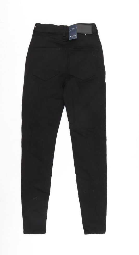 Womens UK Size XS Pieces Regular Fit Tapered Black Jeans