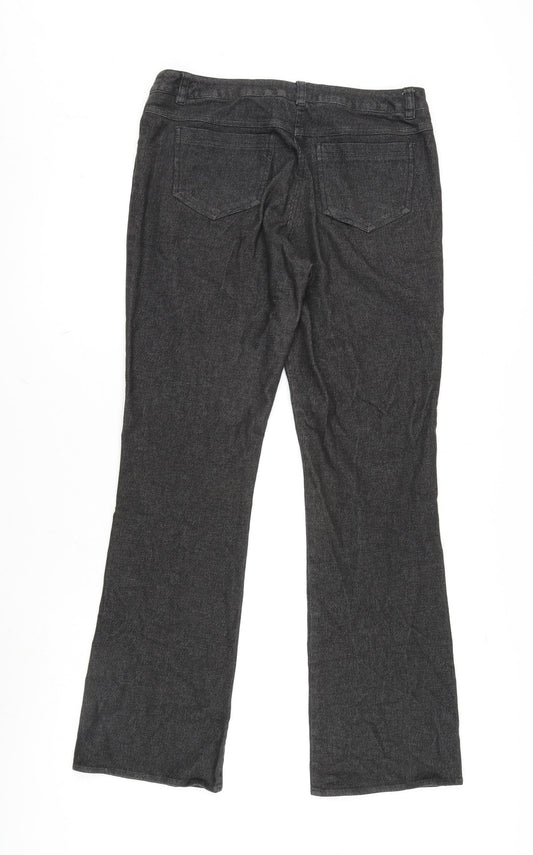 Oasis Womens Grey Cotton Blend Flared Jeans Size 12 L30 in Regular Zip