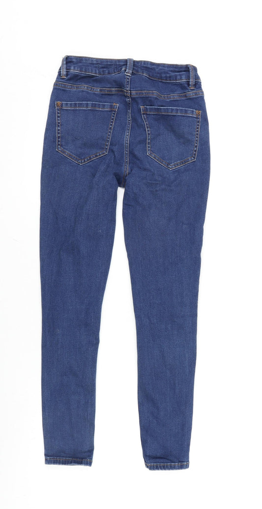 New Look Womens Blue Cotton Blend Skinny Jeans Size 10 L25.5 in Regular Zip