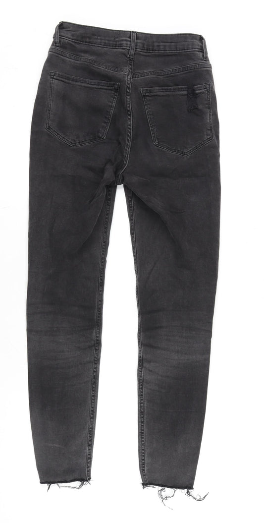 New Look Womens Grey Cotton Blend Skinny Jeans Size 10 L26 in Regular Zip