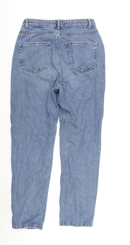 Denim & Co. Womens Blue Cotton Straight Jeans Size 8 L26 in Regular Zip