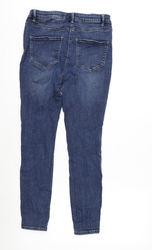 NEXT Womens Blue Cotton Blend Tapered Jeans Size 12 L27 in Regular Zip