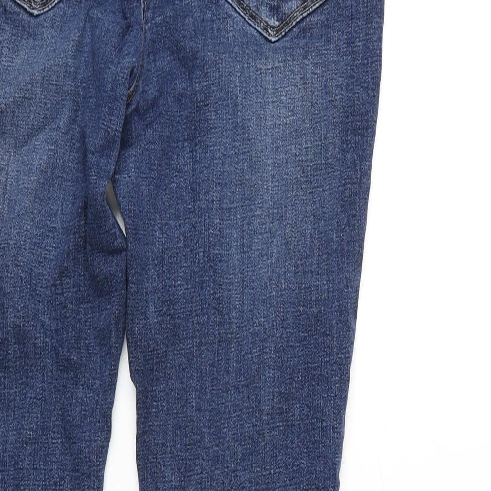 NEXT Womens Blue Cotton Blend Tapered Jeans Size 12 L27 in Regular Zip