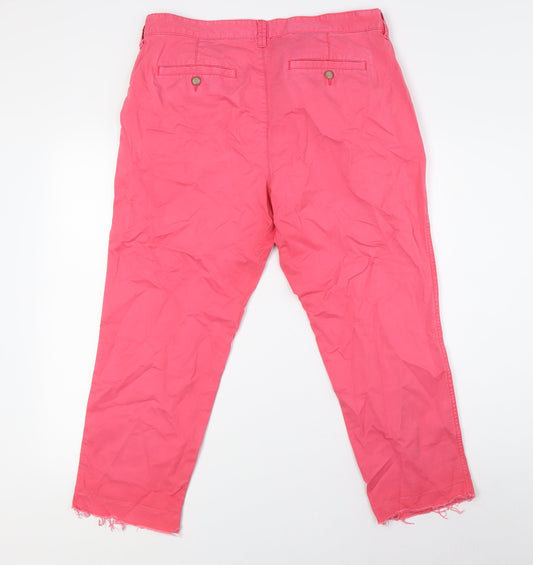 Gap Womens Pink Cotton Cropped Jeans Size 14 L25 in Regular Zip - Raw Hem, Girlfriend