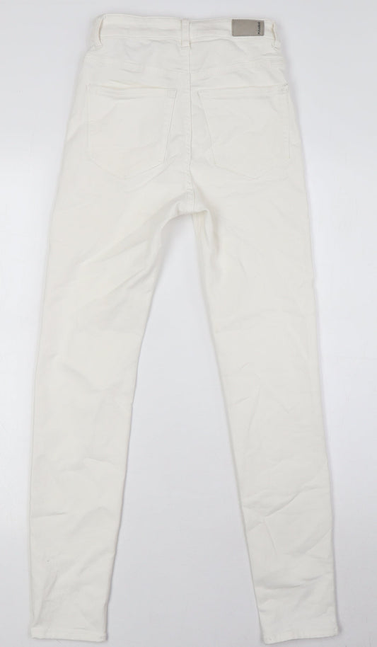 Pull&Bear Womens White Cotton Skinny Jeans Size 6 L28 in Regular Zip