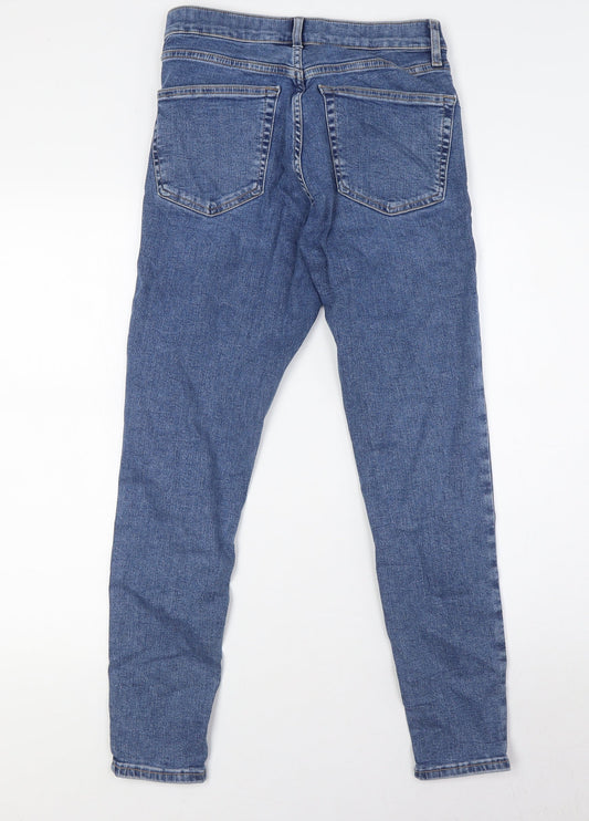 Topshop Womens Blue Cotton Skinny Jeans Size 28 L27 in Regular Zip