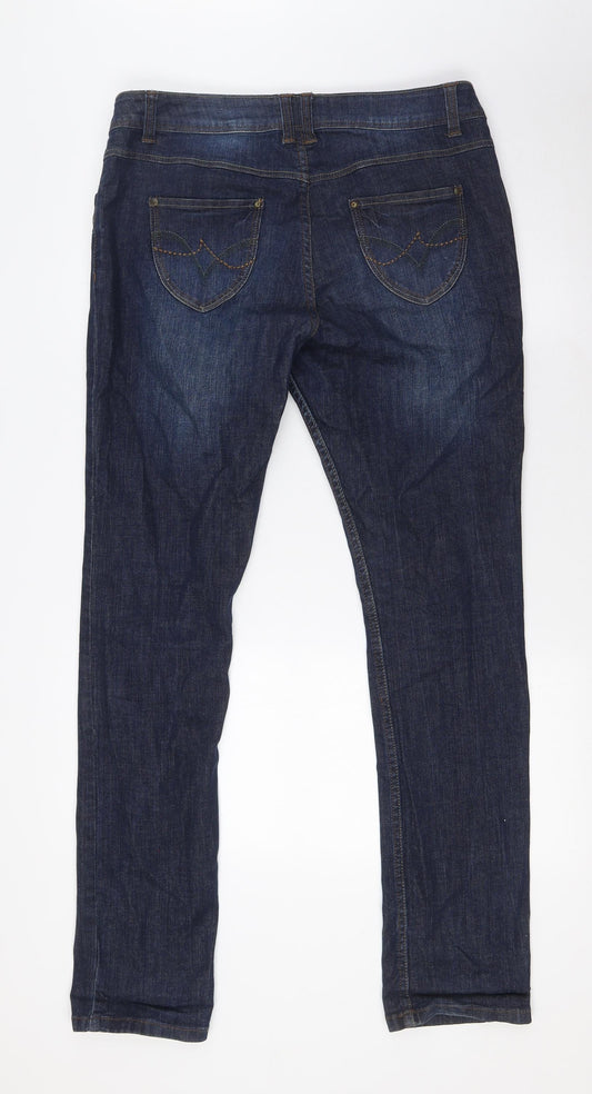 George Womens Blue Cotton Skinny Jeans Size 14 L32 in Regular Button