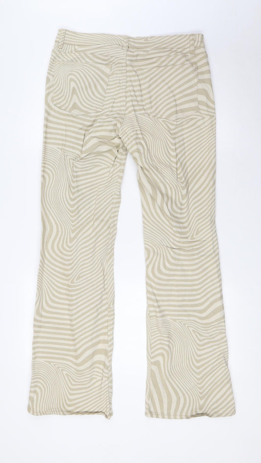 Divided by H&M Womens Beige Cotton Bootcut Jeans Size 12 L31 in Regular Button