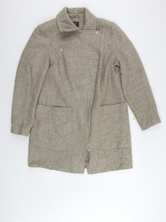 Womens UK Size 14 Marks and Spencer Beige Biker Coat