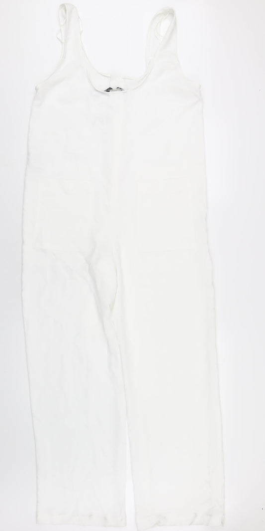 Zara Womens White Polyester Jumpsuit One-Piece Size S L32 in Pullover