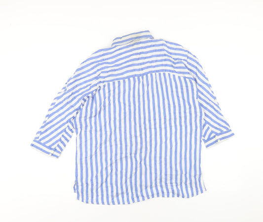 Womens UK Size S Zara Blue Basic Button-Up