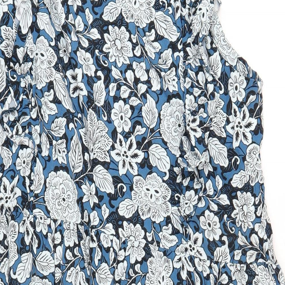 Monsoon Womens Blue Geometric Viscose A-Line Size L Round Neck Zip